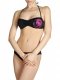 Bikini bandeau noir avec logo rose