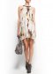 Robe en gaze imprimée et col halter