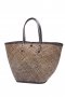 Panier en paille tressée marron et pourtour noir