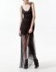 Robe longue maille filet noir