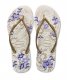 Tongs fleuris blanc cassé
