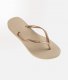 Tongs Slim Havaianas beiges à brides dorées