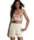 Short à taille haute en soie et lin  