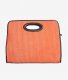 Panier vintage orange avec détails simili cuir marron 