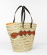 Panier beige grand format avec broderie orange et noir