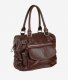Sac à main chocolat avec poche rabat et compartiment zippé 