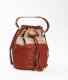 Sac seau marron lanières en pompons
