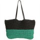 Sac XL en paille noir et vert 