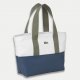 Petit sac shopping en toile enduite bleu-blanc