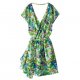 Robe évasée à motifs ethniques verts 