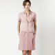 Robe polo droite en coton et soie mauve 
