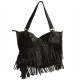 Sac noir à franges imitation cuir 