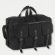 Sac reporter en toile et cuir noir